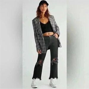 Free People We The Free Maggie Distressed Black Denim Jeans